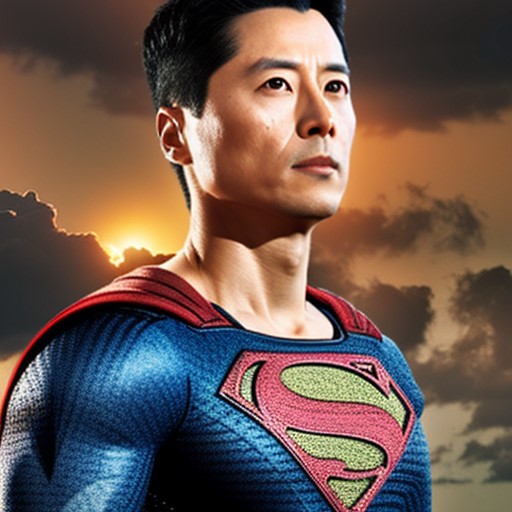 <그림7-2> 미디어나비의 스테이블 디퓨전 파인튜닝 샘플 / as Superman