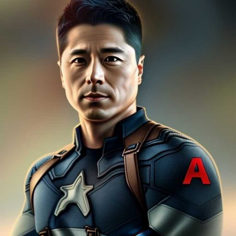 <그림7-3> 미디어나비의 스테이블 디퓨전 파인튜닝 샘플 / as Captain America